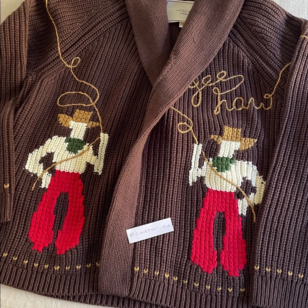 The Great. The Collectors Lasso Lodge Cardigan in Umber. Size 2. - Picture 9 of 9